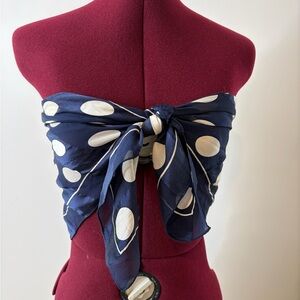 Jun aside Polka Dot Silk Scarf - Navy and White